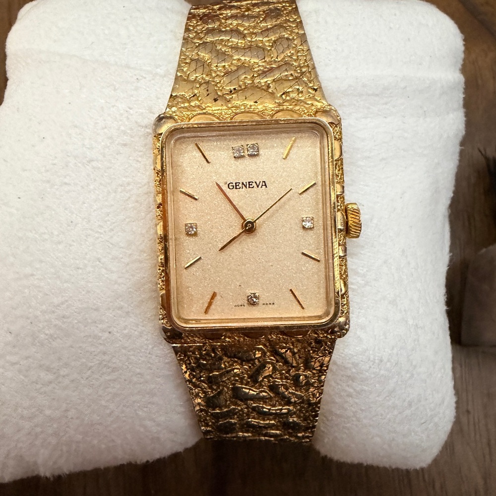 Geneva Gold Textured Women's Watch